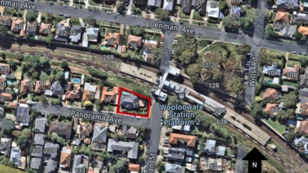 An aerial view of the site location next to Woolooware train station. Picture: Pacific Community Housing