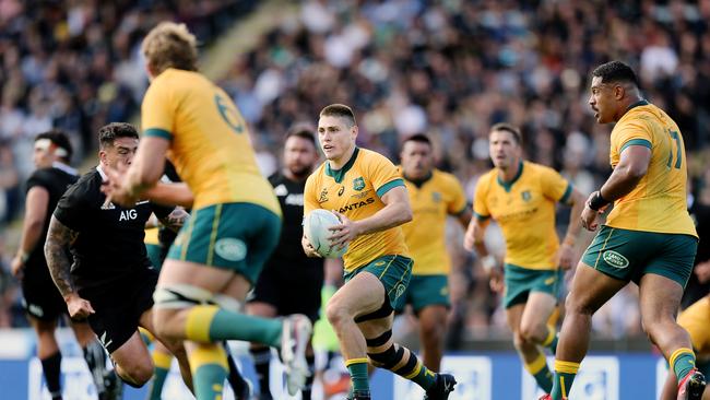 James O'Connor of the Wallabies runs the ball during the Bledisloe Cup match at Eden Park.