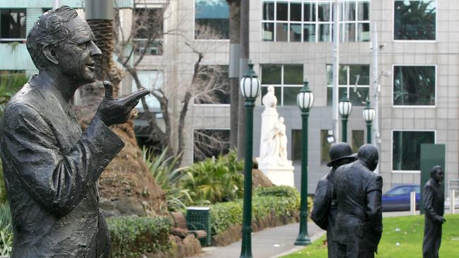 The four statues of Victoria's longest serving premiers outside Treasury House, Victoria. Dan Andrews may be in line to join them.