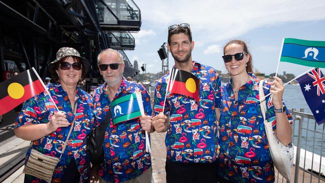 Marie Chybova, Milos Chyba, Martin Chyba and Aneta Rohlikova enjoying the Australia Day festivities. Picture: NewsWire/Brendan Read.