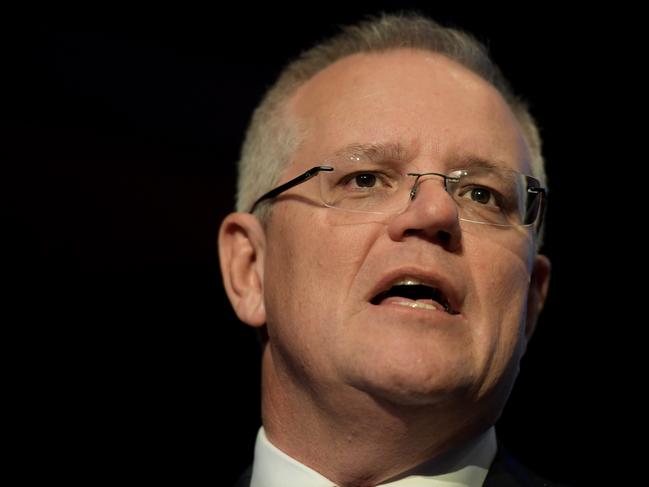 Prime Minister Scott Morrison continued on Tuesday to push his cashless welfare cards and drug test policy urging Labor to support the bill. Picture: Getty/Tracey Nearmy