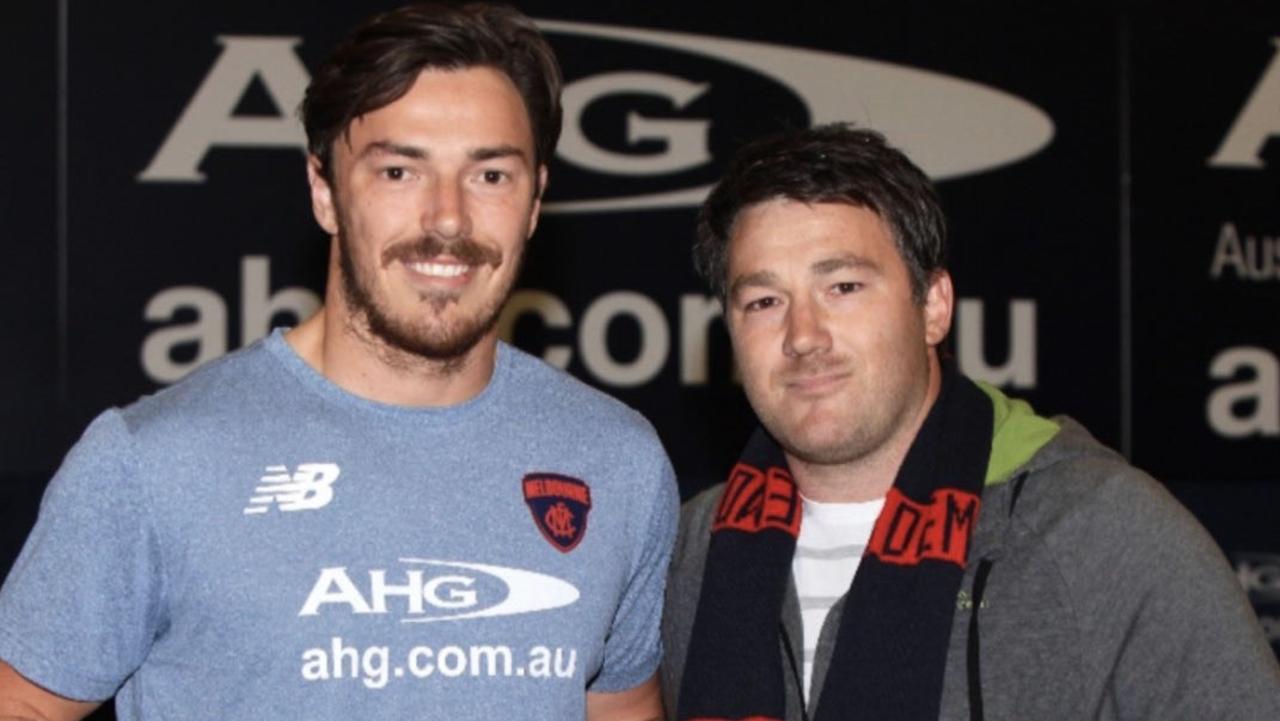 Michael Hibberd with his brother Geoff in a photo posted to the Melbourne player’s Instagram story.