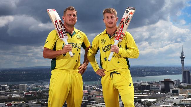 Aaron Finch (L) says his former opening partner David Warner will be welcomed back into the team. Picture: Phil Hillyard