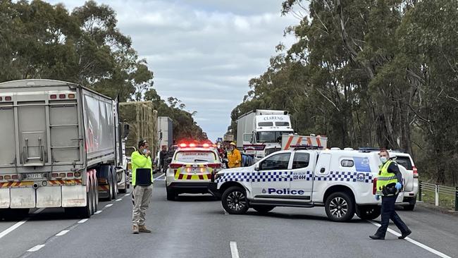 Police on the scene of the accident. Photo: The Weekly Advertiser.