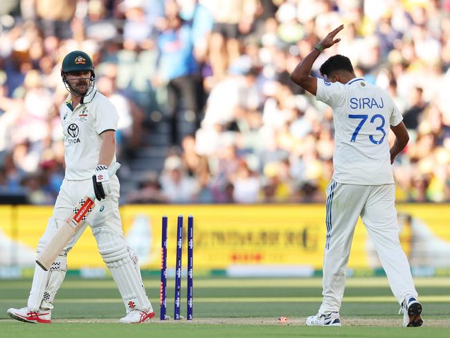 Mohammed Siraj’s send-off of Travis Head during the Adelaide Test caught plenty of attention. Picture: Getty Images