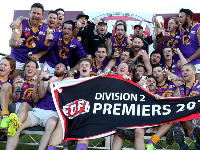 Jacana celebrates its 2017 premiership triumph. Picture: Mark Dadswell