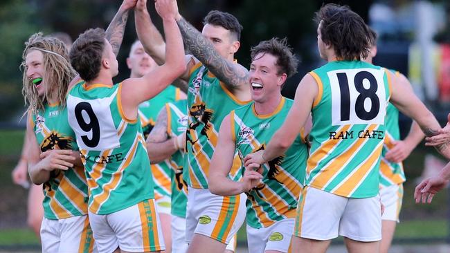 The Mustangs celebrate on Saturday. Picture: Field of View Photography