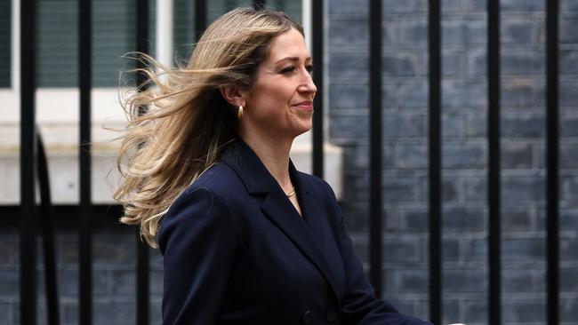 Britain's newly appointed Chief Secretary to the Treasury, Laura Trott, leaves from 10 Downing Street on Monday. Picture: AFP