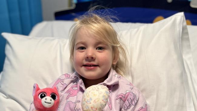 Lottie at Geelong hospital. Picture: Supplied