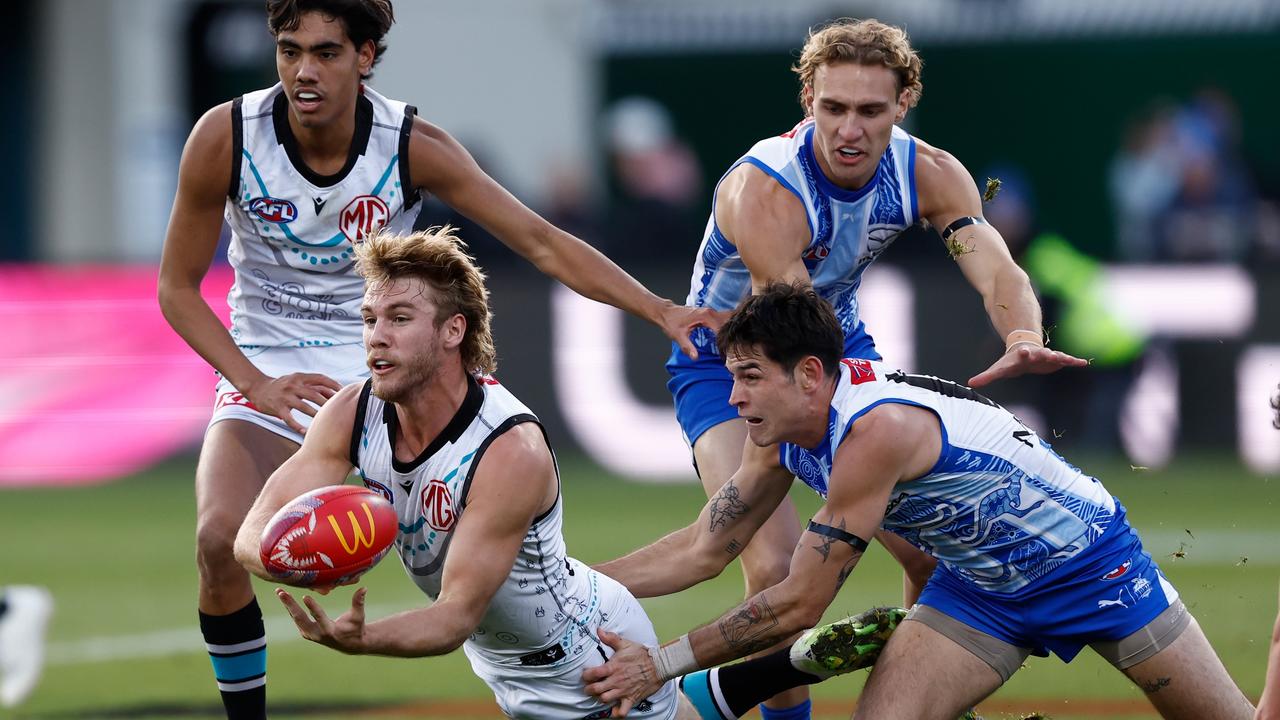 It was a competitive match at least in the opening stages. (Photo by Michael Willson/AFL Photos via Getty Images)