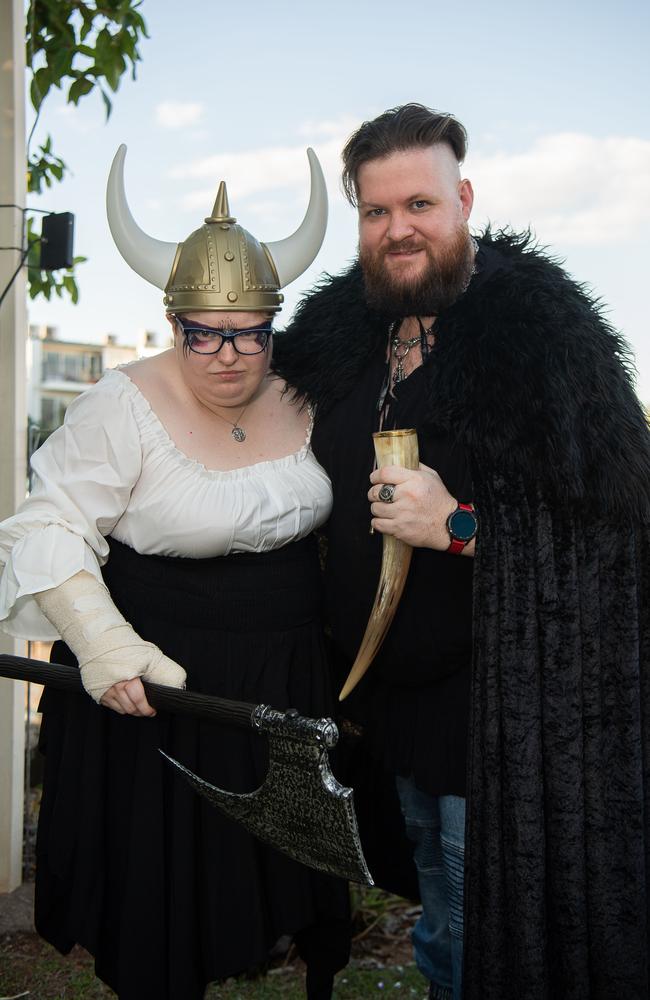 Georgie Vanderstayy and Bradley Malby at the 2023 Dinah Beach Yacht Club Viking Funeral. Picture: Pema Tamang Pakhrin