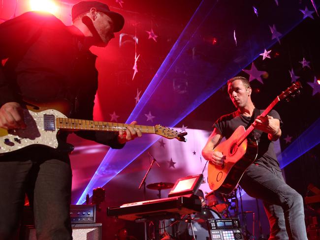 Rocking out ... British band Coldplay hold a concert at The Enmore Theatre as part of their Sydney 2014 tour. Picture: Richard Dobson