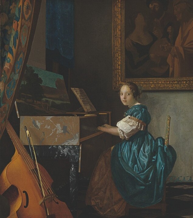 Johannes Vermeer’s A<i> Young Woman Sitting at a Virginal</i>, is among masterpieces coming to Canberra from London. Image courtesy National Gallery, London.