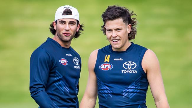 Crows young guns Josh Rachele and Jake Soligo. Picture: Tom Huntley