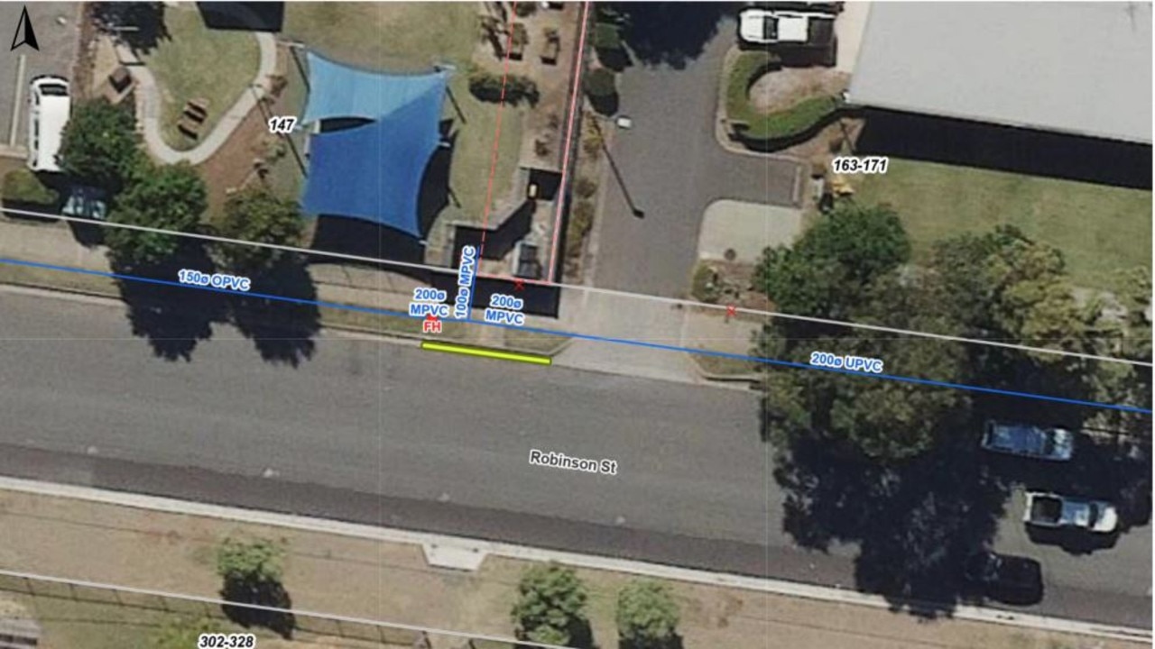 The site for the yellow no-parking line outside the North Rockhampton Police Station.