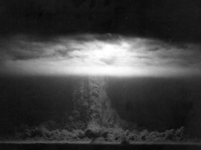 Atomic testing in the 1950s saw the Doomsday Clock move closer to midnight than it has ever been. Picture shows testing in the Australian outback.