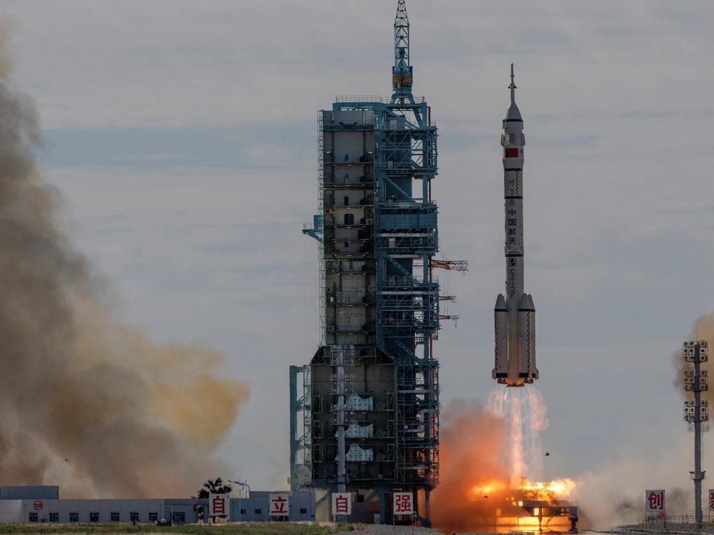 A Long March-2F rocket launches on June 17, 2021 in Jiuquan. Picture: Kevin Frayer/Getty Images