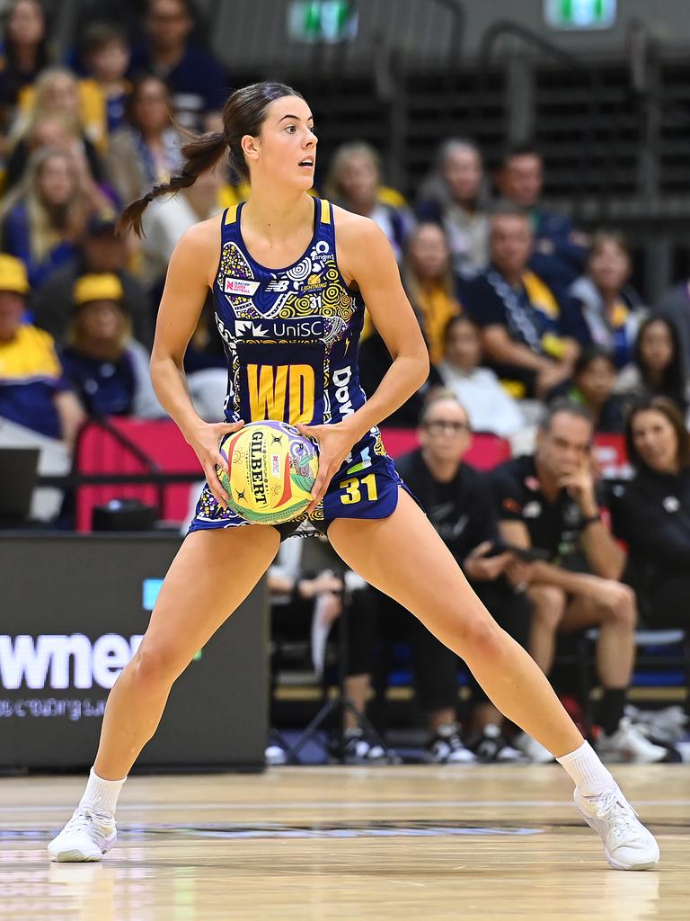 Ava Black of the Lightning in action during the round 11 Super Netball match between Sunshine Coast Lightning and Collingwood Magpies. Picture: Getty Images