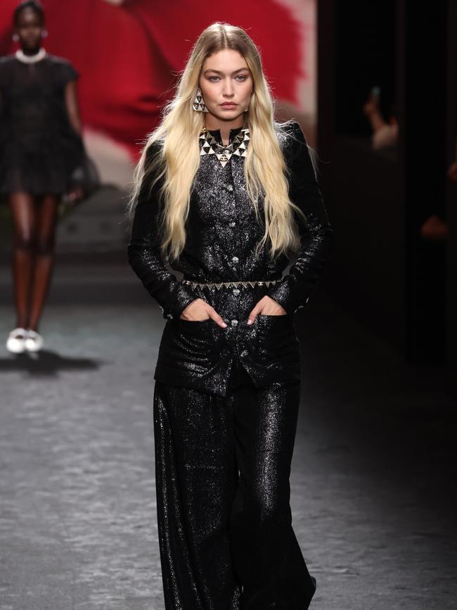 Gigi Hadid, who is ‘straight-size’, walks the runway for Chanel. Picture: Pascal Le Segretain/Getty Images