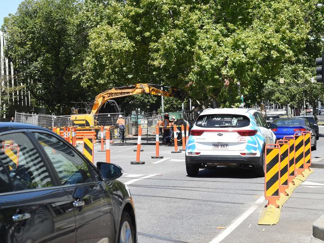 St Kilda Rd is down to one lane each way. Picture: Josie Hayden