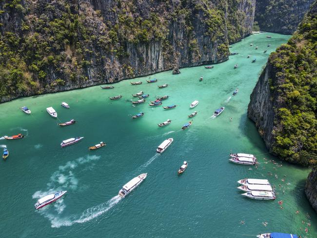 Drone point view of Phi Phi island, Thailand