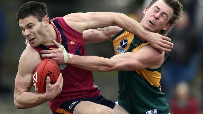 VAFA Footy: Old Scotch v Old Trinity at Camberwell Oval. Evgeni Routman and Ed Weatherson.