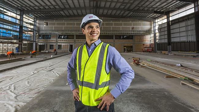 Indigenous construction worker Jacob Buckley. Picture: Glenn Hunt