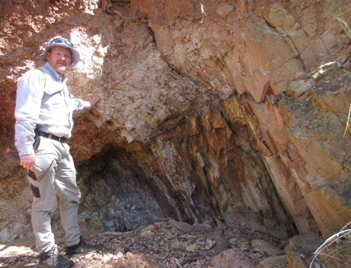 Independant geologist Kerim Sener standing alongside the Commonwealth mine lode position. Pic: Burrendong Minerals