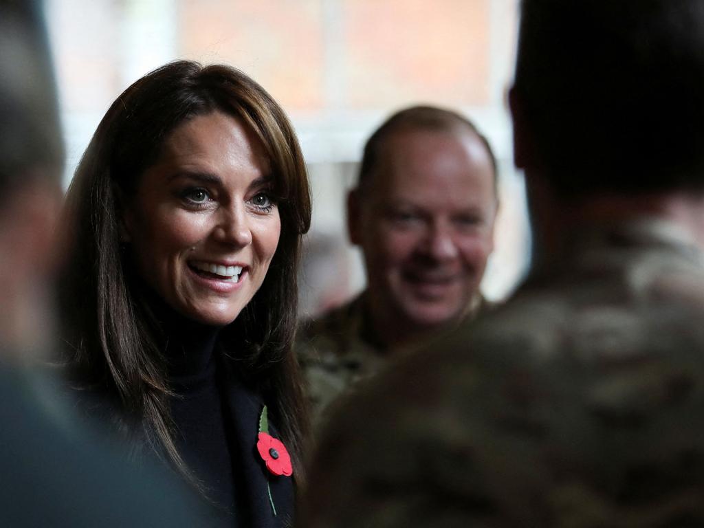 The Princess of Wales meeting with members of the regiment and their families. Picture: AFP