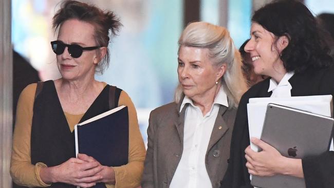 Actors Judy Davis and Robyn Nevin arrive at the Federal Court. Pictures: AAP/Peter Rae