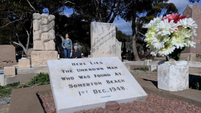 The Somerton Man’s grave in Adelaide. Picture: Tracey Nearmy/The Australian