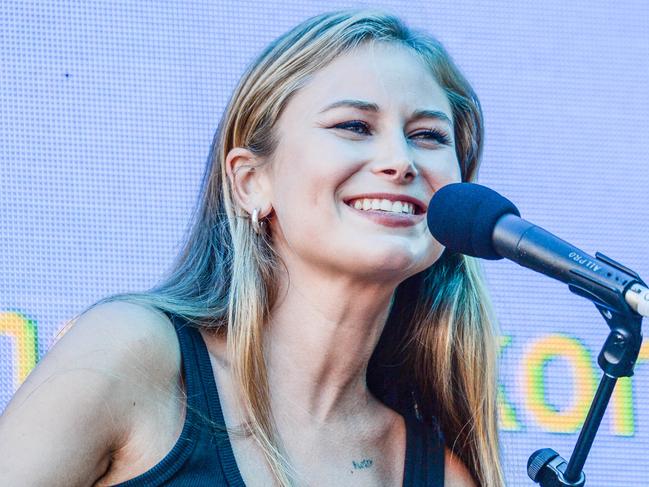 Grace Tame talks at Adelaide Writers Week. Picture: Brenton Edwards