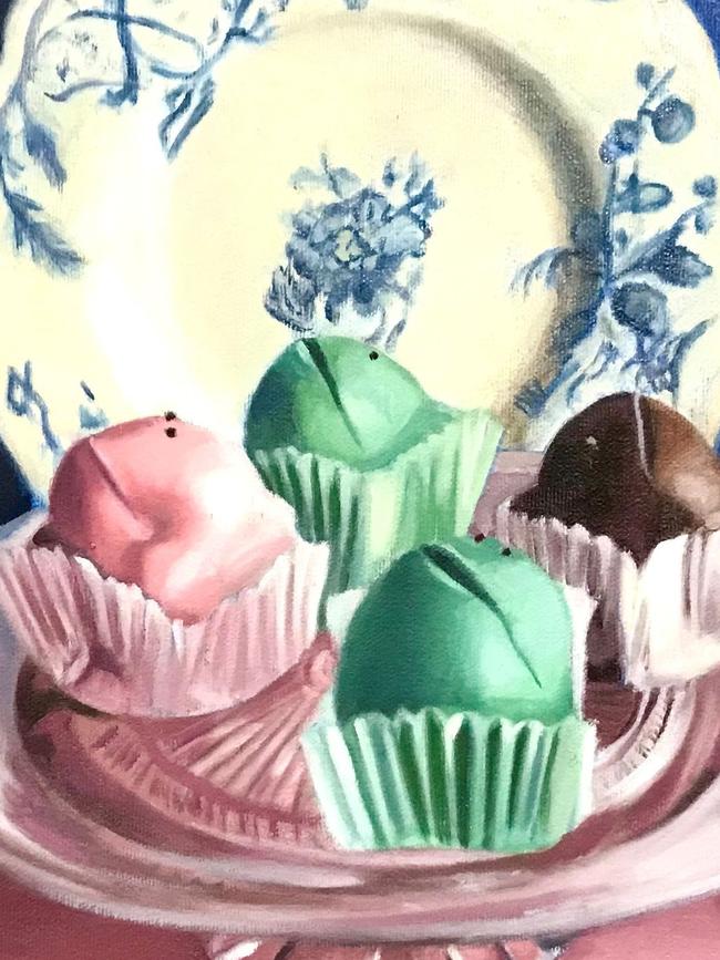 A Frog Cake Tea Party painting by Nicola Semmens. Picture: Supplied