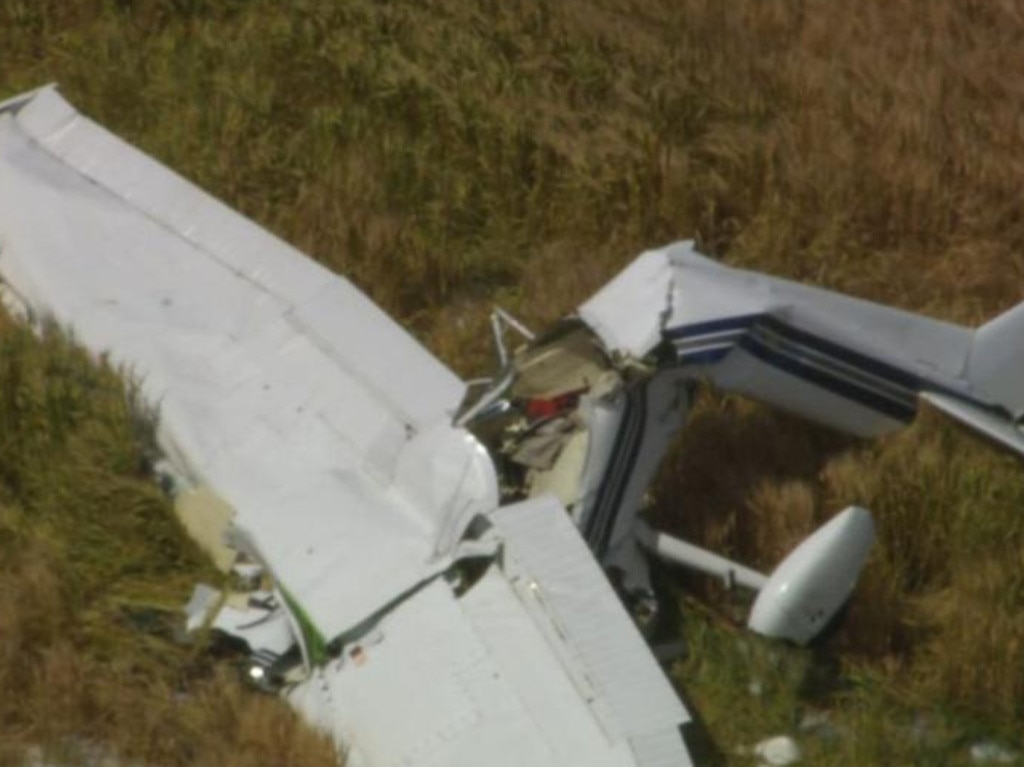 A small plane has crashed in Parwan, near Bacchus Marsh, northwest of Melbourne. Picture: 7News