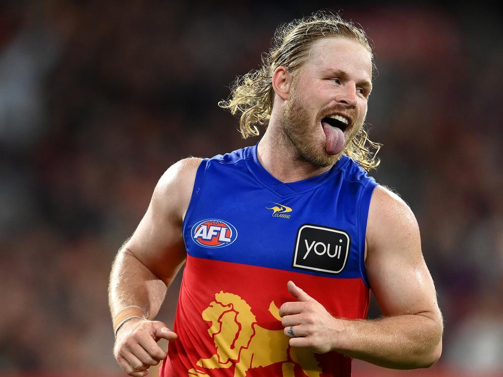 Daniel Rich celebrates Brisbane’s semi-fnal win over Melbourne. Picture: Quinn Rooney/Getty Images