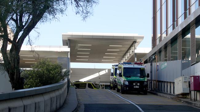 Ambulances at the Flinders Medical centre. Picture: NCA NewsWire / Kelly Barnes