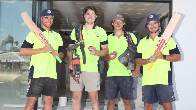 The Broadbeach cricketers are tradies by day and hoping to normalise chatting about men's mental health both on and off the field. Picture: Glenn Hampson