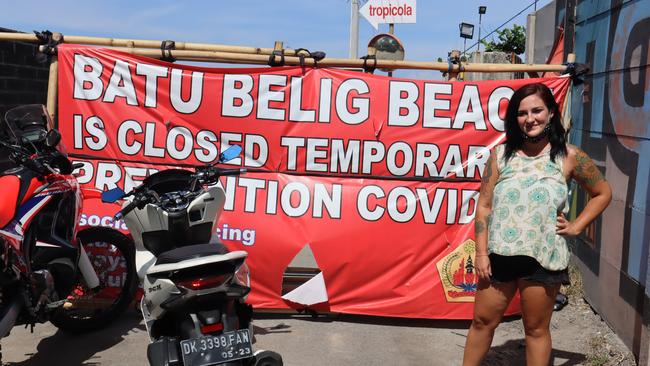 Australian MJ Valentine in front of the beach gate at Canggu, South Kuta. Picture. Lukman S. Bintoro