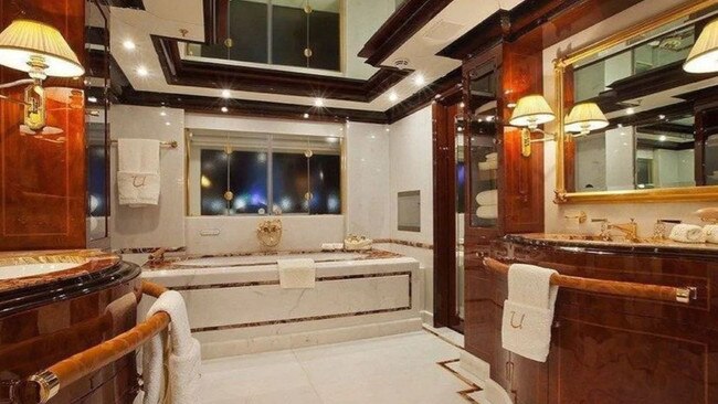 The luxury bathroom inside the superyacht.