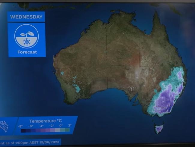 The BOM has warned for widespread frost across much of the east, from Tasmania to southeast Queensland. Picture: BOM