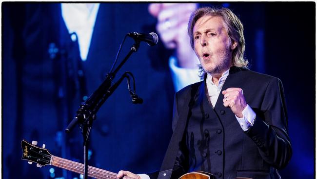 18/10/2023: British singer-songwriter Paul McCartney performing at the Adelaide Entertainment Centre, at the opening concert of his Got Back tour of Australia. Picture: MPL Communications