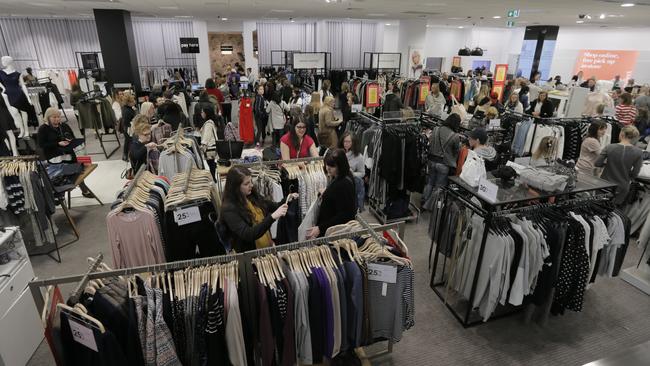 Shoppers flocked to the reopening of the Hobart Myer store after it was flooded last month.