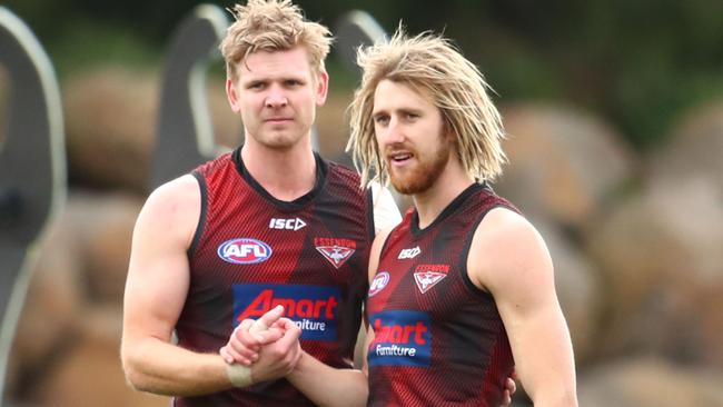 Michael Hurley and Dyson Heppell are among a number of Bombers recovering from injury. Picture: AAP