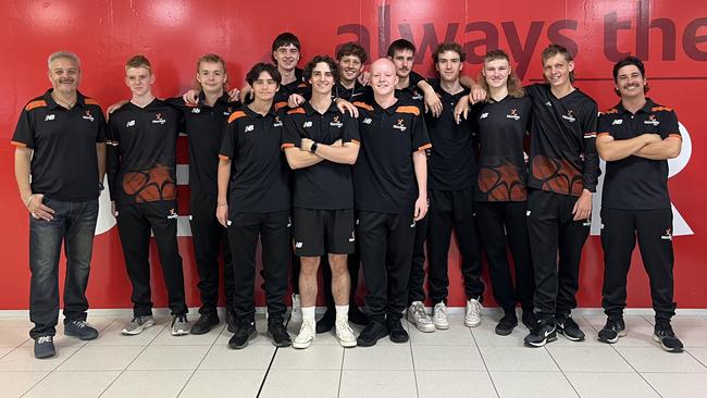 The NT Hockey Under-18 boys at Darwin Airport on Thursday morning ahead of the Hockey Australia U18 Championships in Hobart, Tasmania from July 1-9. Picture: Supplied.