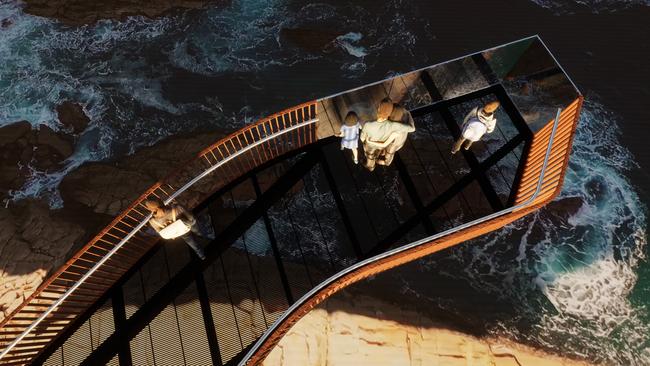 An artist’s impression of spectacular cantilever viewing platform overlooking Devil’s Kitchen on Kangaroo Island.