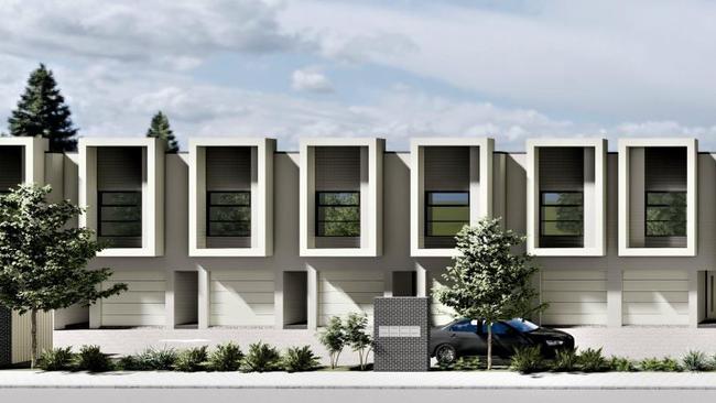 Artist impression of townhouses planned for Trimmer Parade. Image: Ferrone Architects