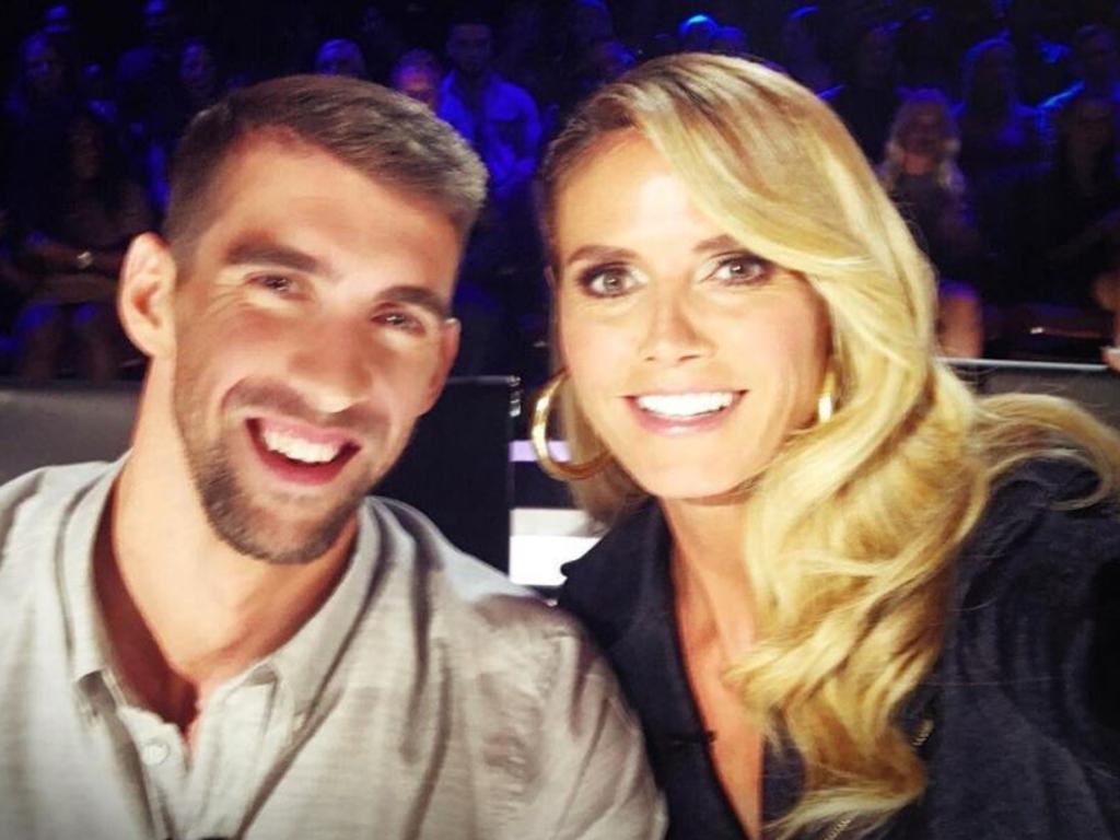 Heidi Klum on the set of America's Got Talent, "WOOHOOOOOO Michael Phelps in the house!!!!" Picture: Instagram