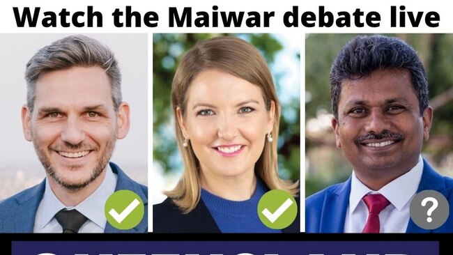 The battle for Maiwar: Greens MP Michael Berkman, LNP candidate Lauren Day and ALP candidate Palani Thevar. Picture: File