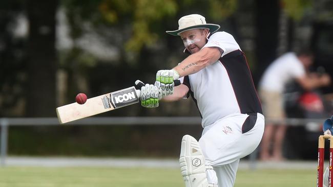 Simon Parrott pulls to the boundary.