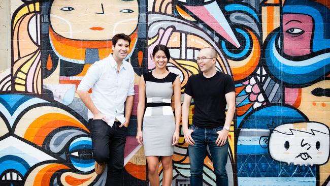 Canva founders from left: Cliff Obrecht, Melanie Perkins and Cameron Adams.